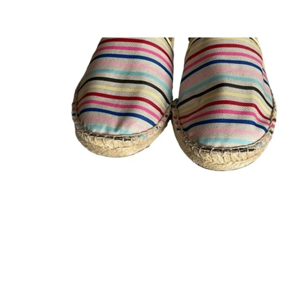 Talbots Espadrille Flats Womens 7.5 Multicolor Canvas Striped Jute Slip On Shoes